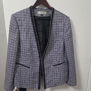 Tahari Black, Purple, White Tweed Blazer